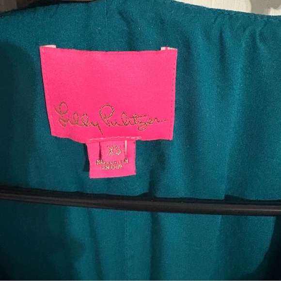 LILLY PULITZER KALIANNA DRESS *VALENCIA TEAL* METALLIC STRIPE | Long Sleeve | XS - Picture 4 of 4
